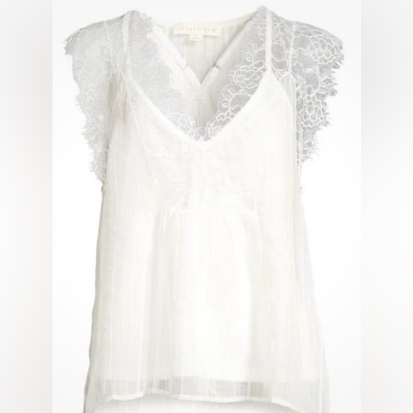 lovestitch Tops - Lovestitch Kaylee Lace & Satin Blouse in Ivory